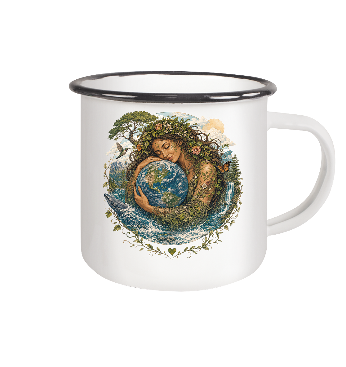 In Love with Earth Collection - Emaille Tasse (Black)