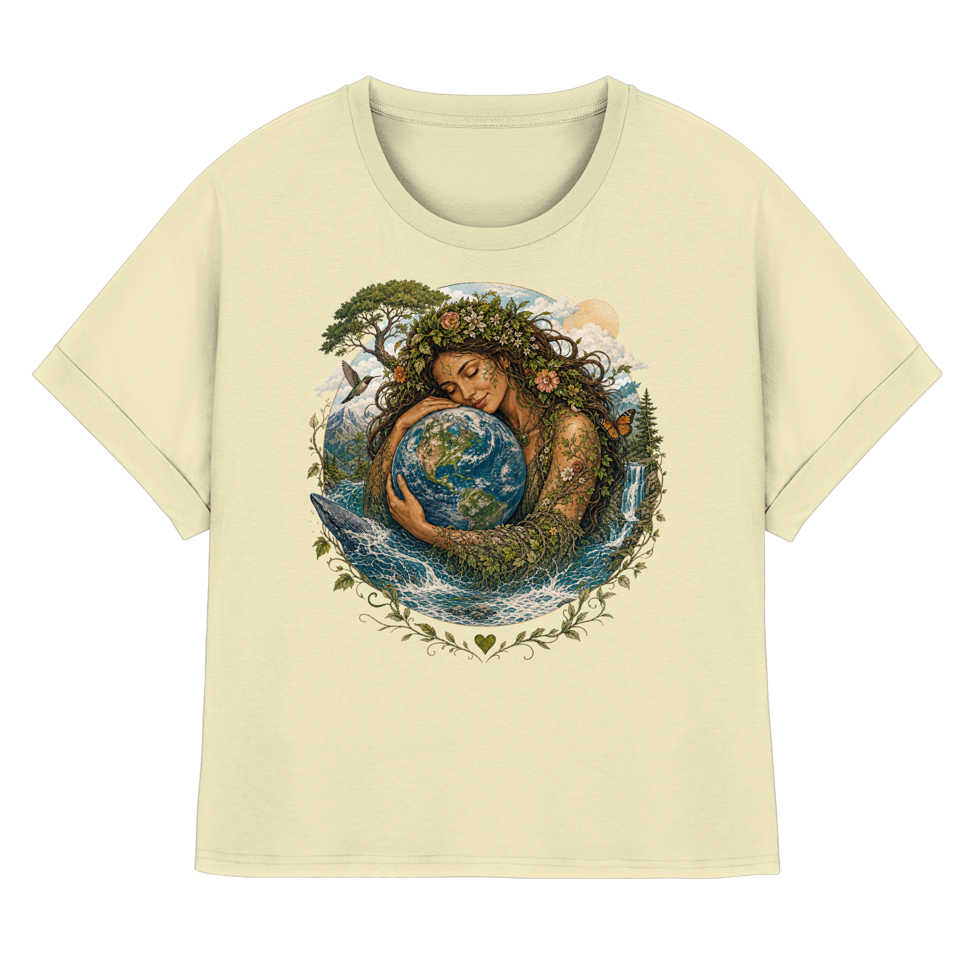 In Love with Earth Collection - Womens Organic Rolled Sleeves T-Shirt