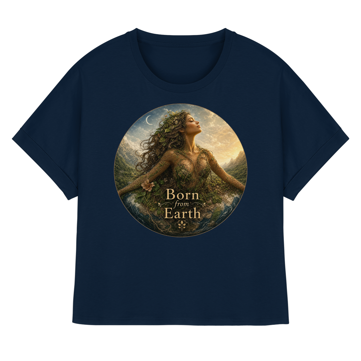 Born from Earth - Womens Organic Rolled Sleeves T-Shirt