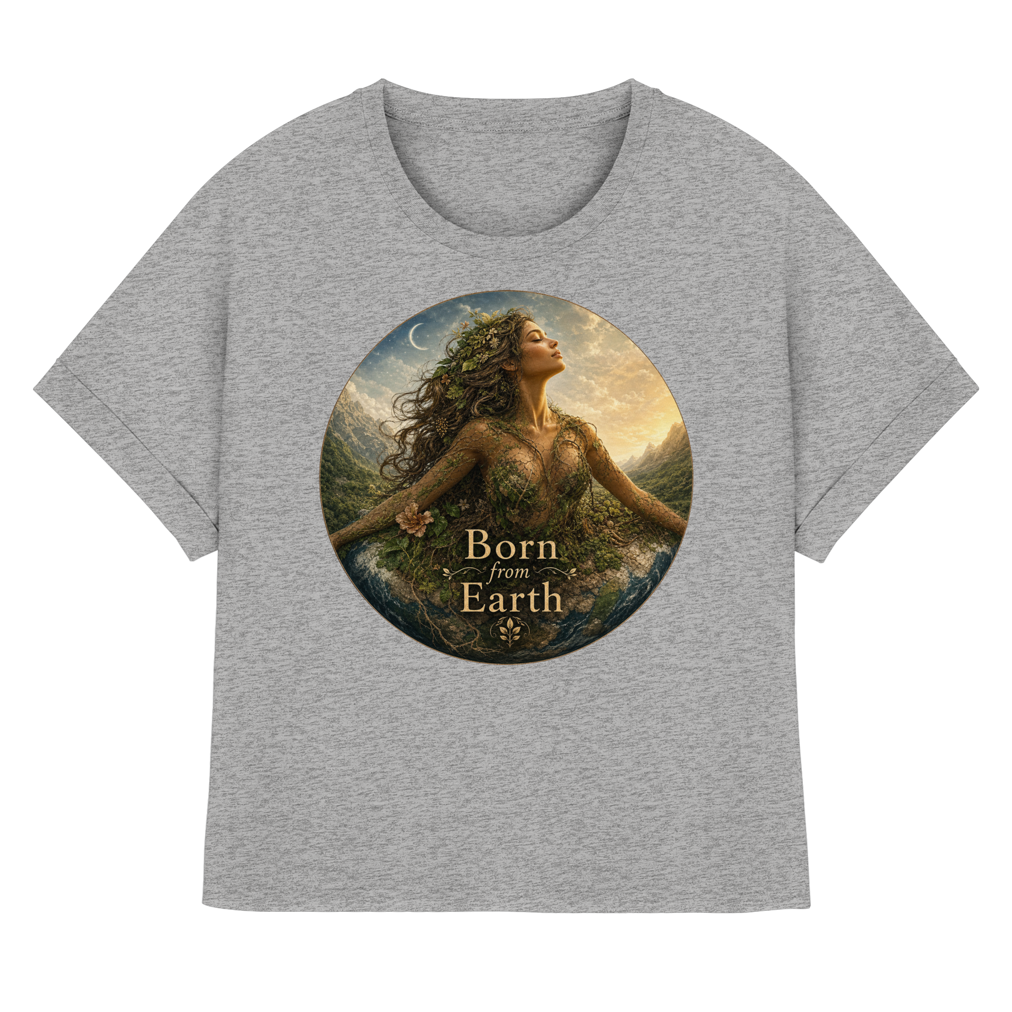 Born from Earth - Womens Organic Rolled Sleeves T-Shirt
