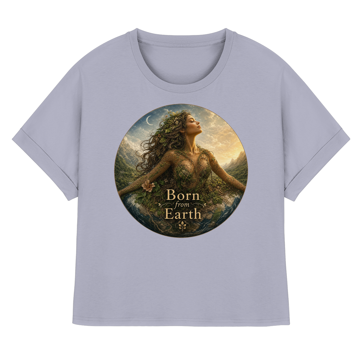 Born from Earth - Womens Organic Rolled Sleeves T-Shirt